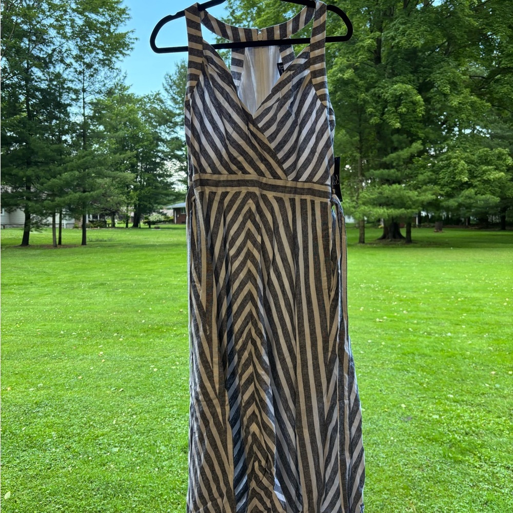 New York & Company Black and White Halter Maxi Sundress